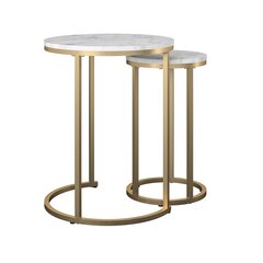 CosmoLiving Amelia Nesting Tables, White Marble цена и информация | Журнальные столики | 220.lv