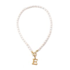 Ожерелье из пресноводного жемчуга с подвеской в виде буквы "Е" цена и информация | Украшения на шею | 220.lv