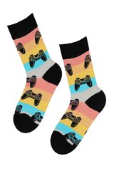 Хлопковые полосатые носки с изображением контроллера для игровой приставки Game цена и информация | Женские носки | 220.lv