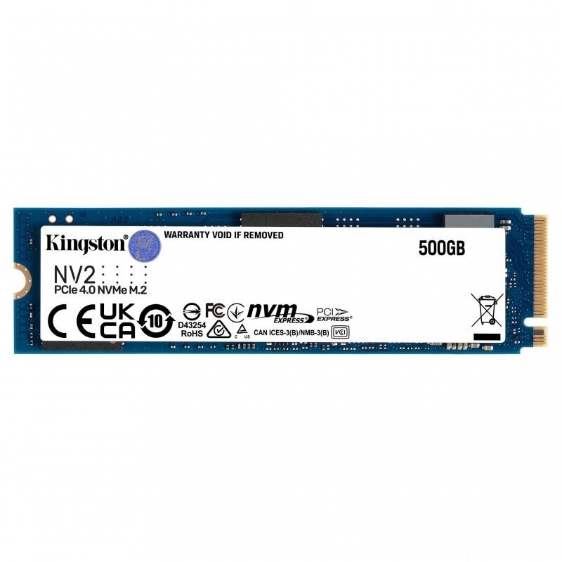 Kingston Technology NV2 M.2 500 GB PCI Express 4.0 NVMe cena un informācija | Iekšējie cietie diski (HDD, SSD, Hybrid) | 220.lv