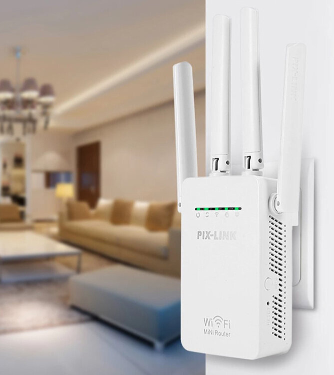 Wi-Fi signāla pastiprinātājs ar 4 antenām cena un informācija | Wi-Fi pastiprinātāji | 220.lv