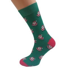 Женские хлопковые носки с дизайном "Рождественский Санта" (зелёные) цена и информация | Женские носки | 220.lv