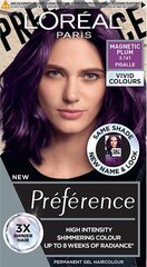 Стойкая краска для волос L'Oreal Paris Preference Vivid Colors, 3.161 Magn Plum C29 цена и информация | Краска для волос | 220.lv