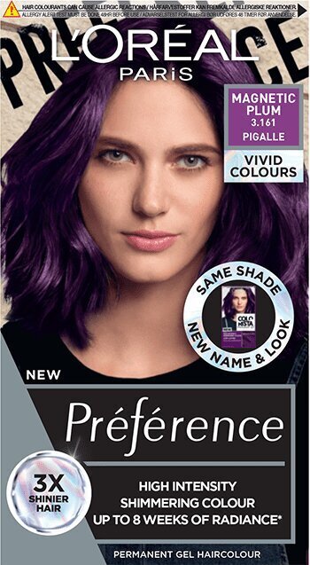 Ilgnoturīga matu krāsa L'Oreal Paris Preference Vivid Colors, 3.161 Magn Plum C29 цена и информация | Matu krāsas | 220.lv