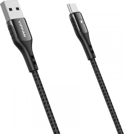 Vipfan USB–USB-C kabelis Krāsains X13, 3A, 1,2 m (melns) cena un informācija | Kabeļi un vadi | 220.lv