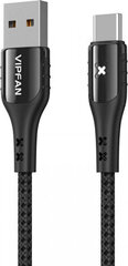Vipfan USB–USB-C kabelis Krāsains X13, 3A, 1,2 m (melns) cena un informācija | Kabeļi un vadi | 220.lv