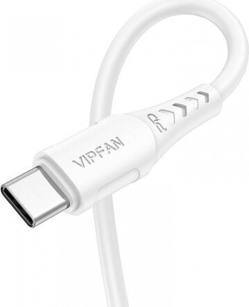 Vipfan USB-C–USB-C kabelis P05, 60 W, PD, 2 m (balts) цена и информация | Kabeļi un vadi | 220.lv