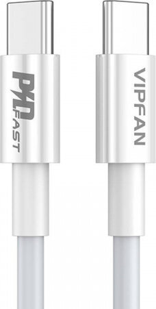 Vipfan USB-C uz USB-C kabelis P02, 1m (balts) cena un informācija | Kabeļi un vadi | 220.lv