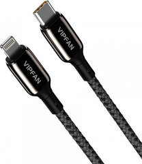 Vipfan USB-C uz Lightning kabelis P03 1,5 m, strāvas padeve (melns) cena un informācija | Kabeļi un vadi | 220.lv