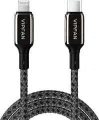 Vipfan USB-C uz Lightning kabelis P03 1,5 m, strāvas padeve (melns) cena un informācija | Kabeļi un vadi | 220.lv