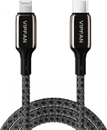 Vipfan USB-C uz Lightning kabelis P03 1,5 m, strāvas padeve (melns) cena un informācija | Kabeļi un vadi | 220.lv