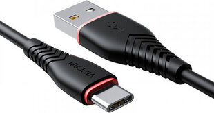 Vipfan USB uz USB-C kabelis Anti-Break X01, 3A, 1m (melns) цена и информация | Кабели и провода | 220.lv