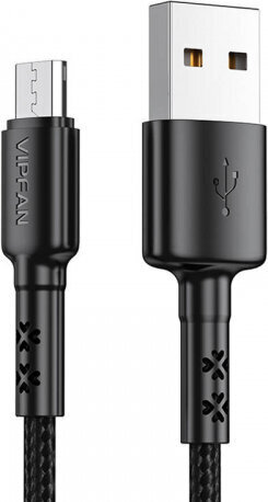 Vipfan USB uz mikro USB kabelis X02, 3A, 1,2 m (melns) cena un informācija | Kabeļi un vadi | 220.lv