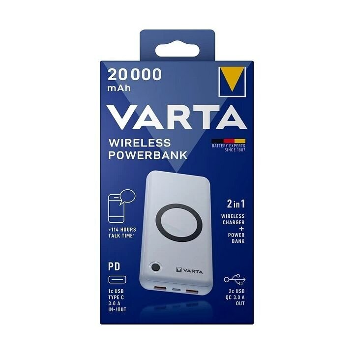 Rezerves barošanas avots Varta Wireless 20000mAh цена и информация | Lādētāji-akumulatori (Power bank) | 220.lv