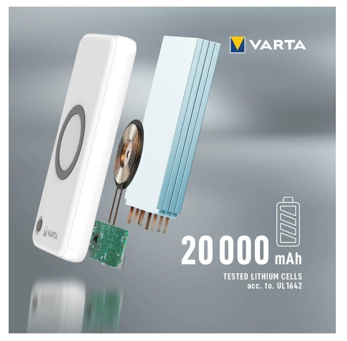 Rezerves barošanas avots Varta Wireless 20000mAh cena un informācija | Lādētāji-akumulatori (Power bank) | 220.lv