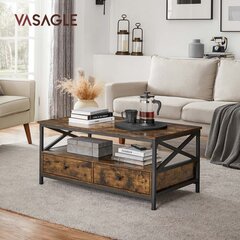 Kafijas galdiņš ar atvilktnēm VASAGLE LCT201B01 cena un informācija | Žurnālgaldiņi | 220.lv