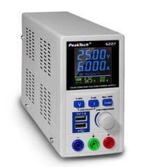 Источник питания постоянного тока 0-60 В / 0-6 А с 2 x USB PeakTech® P 6227 цена и информация | Требуются батарейки | 220.lv