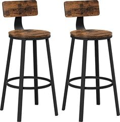Набор из 2 барных стульев со спинками Vasagle LBC026B01V1, коричневый цена и информация | Стулья для кухни и столовой | 220.lv