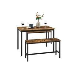 Обеденный стол с 2 скамейками Vasagle, KDT070B01 цена и информация | Комплекты мебели для столовой | 220.lv