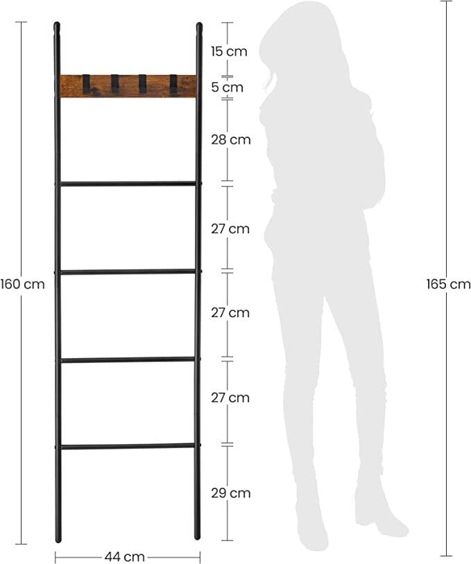 Kāpņu plaukts dvieļu/segu pakarināšanai VASAGLE LLS016B01 цена и информация | Plaukti | 220.lv