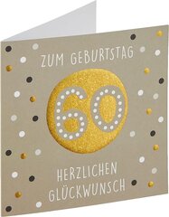 Perleberga dzimšanas dienas kartīte 60 ar aploksni, zelta цена и информация | Конверты, открытки | 220.lv