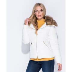 Balta sieviešu jaka ar kažokādas apkakli cena un informācija | Sieviešu virsjakas | 220.lv