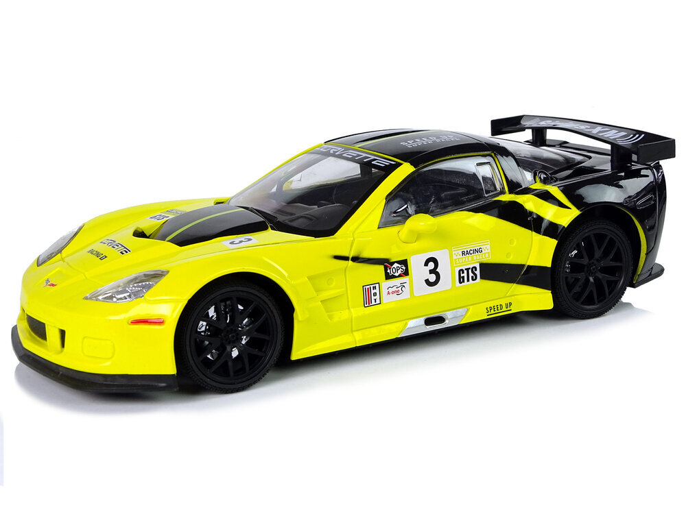 Radiovadāma sporta automašīna Corvette C6.R 1:18, dzeltena cena un informācija | Rotaļlietas zēniem | 220.lv