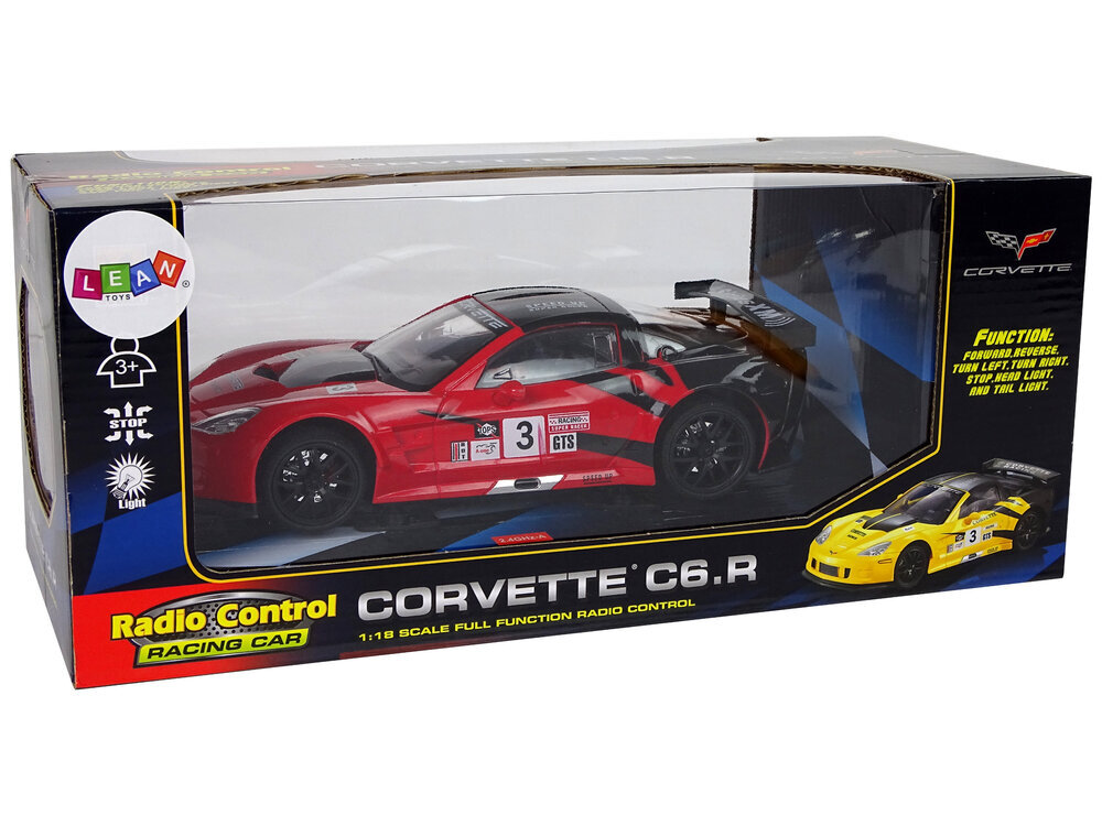 Radiovadāma sporta automašīna Corvette C6.R 1:18, sarkana cena un informācija | Rotaļlietas zēniem | 220.lv