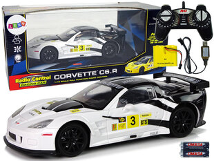 Радиоуправляемый спортивный автомобиль Corvette C6.R 1:18 белый цена и информация | Игрушки для мальчиков | 220.lv