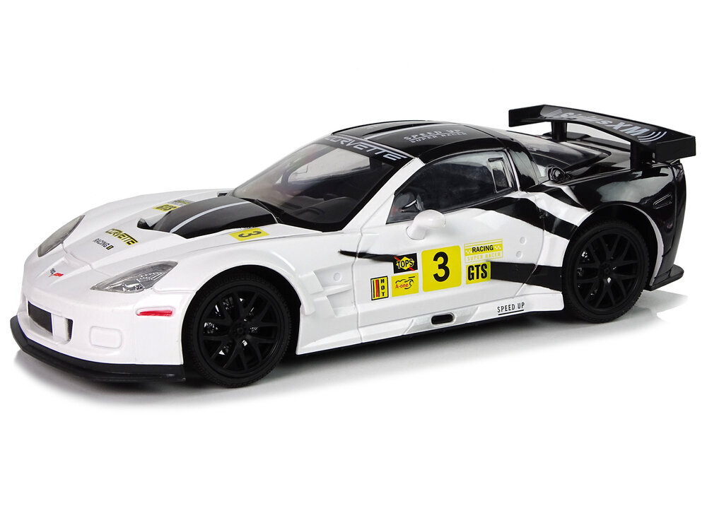 Radiovadāma sporta automašīna Corvette C6.R 1:18, balta cena un informācija | Rotaļlietas zēniem | 220.lv