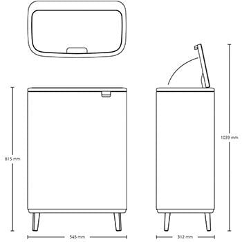 Brabantia atkritumu tvertne Bo Touch Bin Hi, 2x30 l, Matt Steel FPP cena un informācija | Miskastes | 220.lv