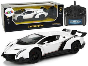 Radiovadāms Lamborghini Veneno 1:24, balts ar pulti cena un informācija | Rotaļlietas zēniem | 220.lv