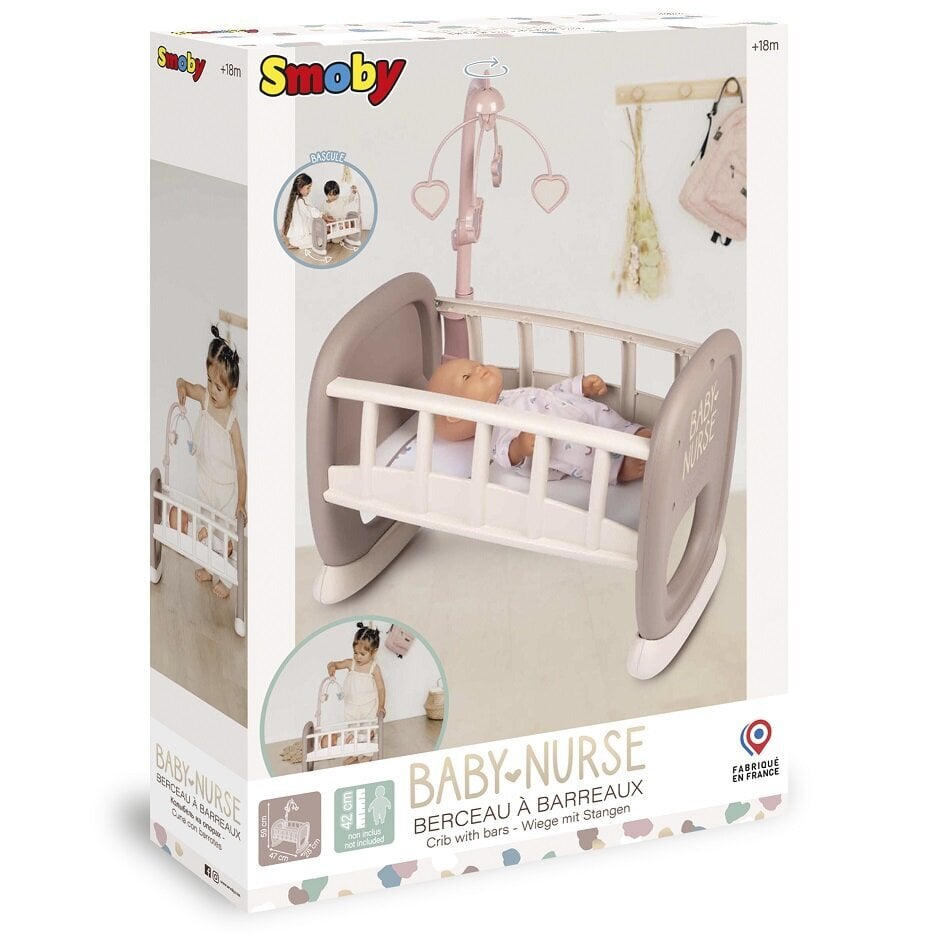 Lelles šūpulis ar karuseli SMOBY Baby Nurse cena un informācija | Rotaļlietas meitenēm | 220.lv