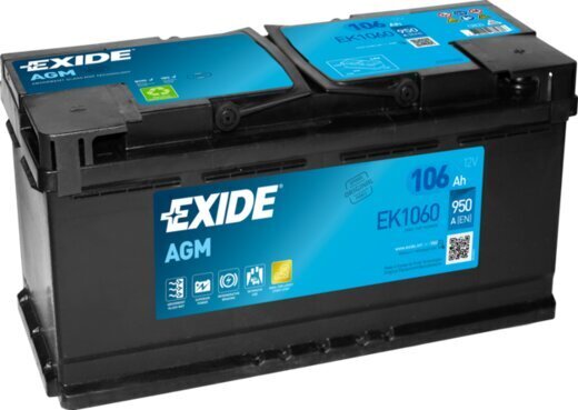 Startera akumulators Exide AGM 106Ah 950A 392x175x190-+ cena un informācija | Akumulatori | 220.lv
