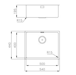 Мойка Foster 2155050 KE R15 BOWL 50x40 цена и информация | Раковины на кухню | 220.lv