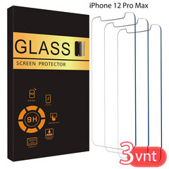 Aizsargstikls 3 gab. iPhone 12 Pro Max cena un informācija | Ekrāna aizsargstikli | 220.lv