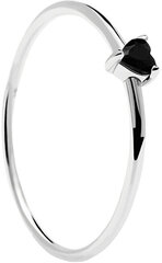 PDPAOLA Минималистское серебряное кольцо с сердцем Black Heart Silver AN02-224 цена и информация | Кольца | 220.lv