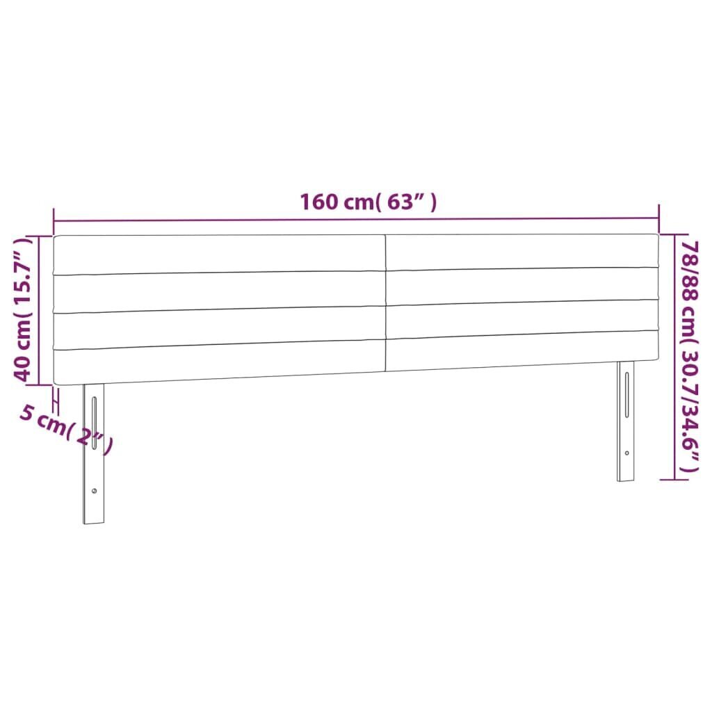 vidaXL gultas galvgaļi, 2 gab., 80x5x78/88 cm, tumši pelēks audums cena un informācija | Gultas | 220.lv