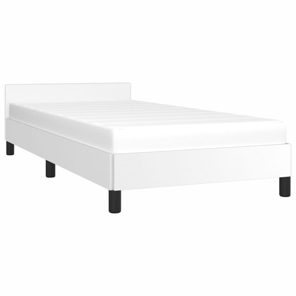 vidaXL gultas rāmis ar galvgali, balts, 80x200 cm, mākslīgā āda cena un informācija | Gultas | 220.lv
