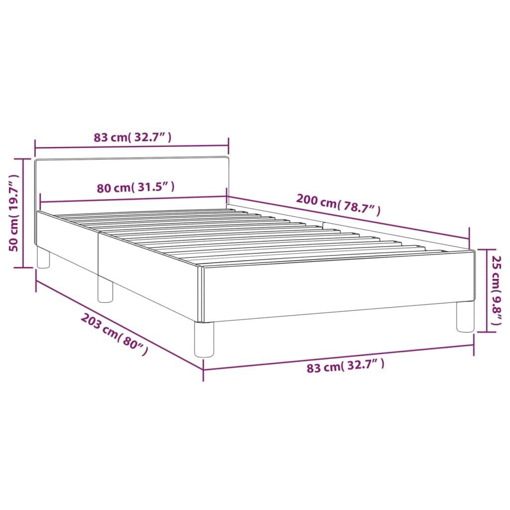 vidaXL gultas rāmis ar galvgali, brūns, 80x200 cm, mākslīgā āda cena un informācija | Gultas | 220.lv