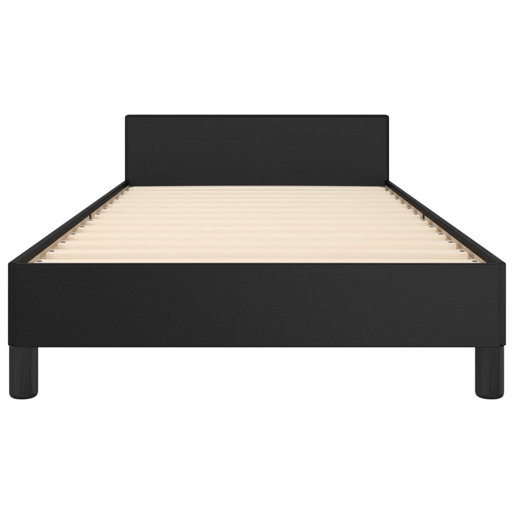 vidaXL gultas rāmis ar galvgali, melns, 80x200 cm, mākslīgā āda cena un informācija | Gultas | 220.lv