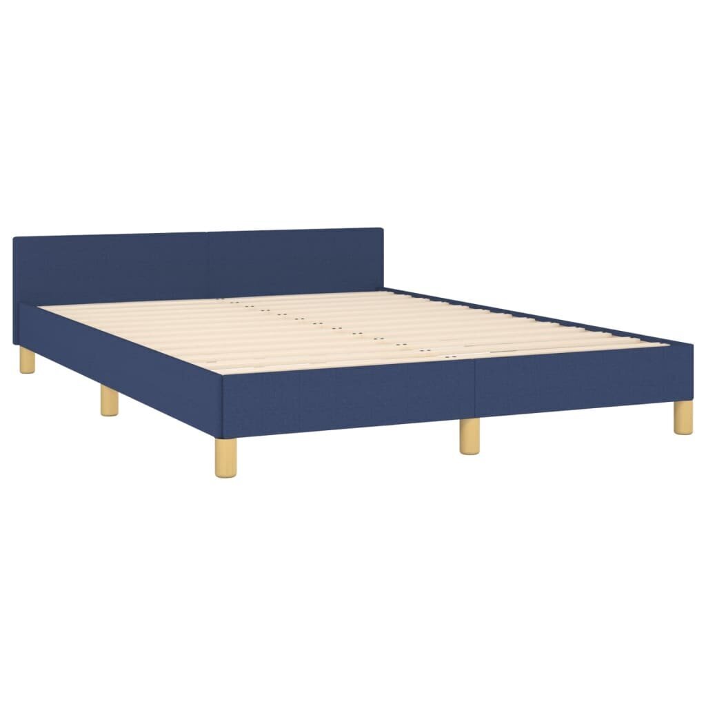vidaXL gultas rāmis ar galvgali, zils, 140x190 cm, audums cena un informācija | Gultas | 220.lv
