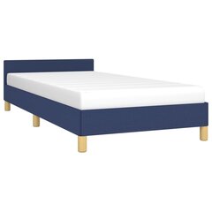 vidaXL gultas rāmis ar galvgali, zils, 90x200 cm, audums cena un informācija | Gultas | 220.lv