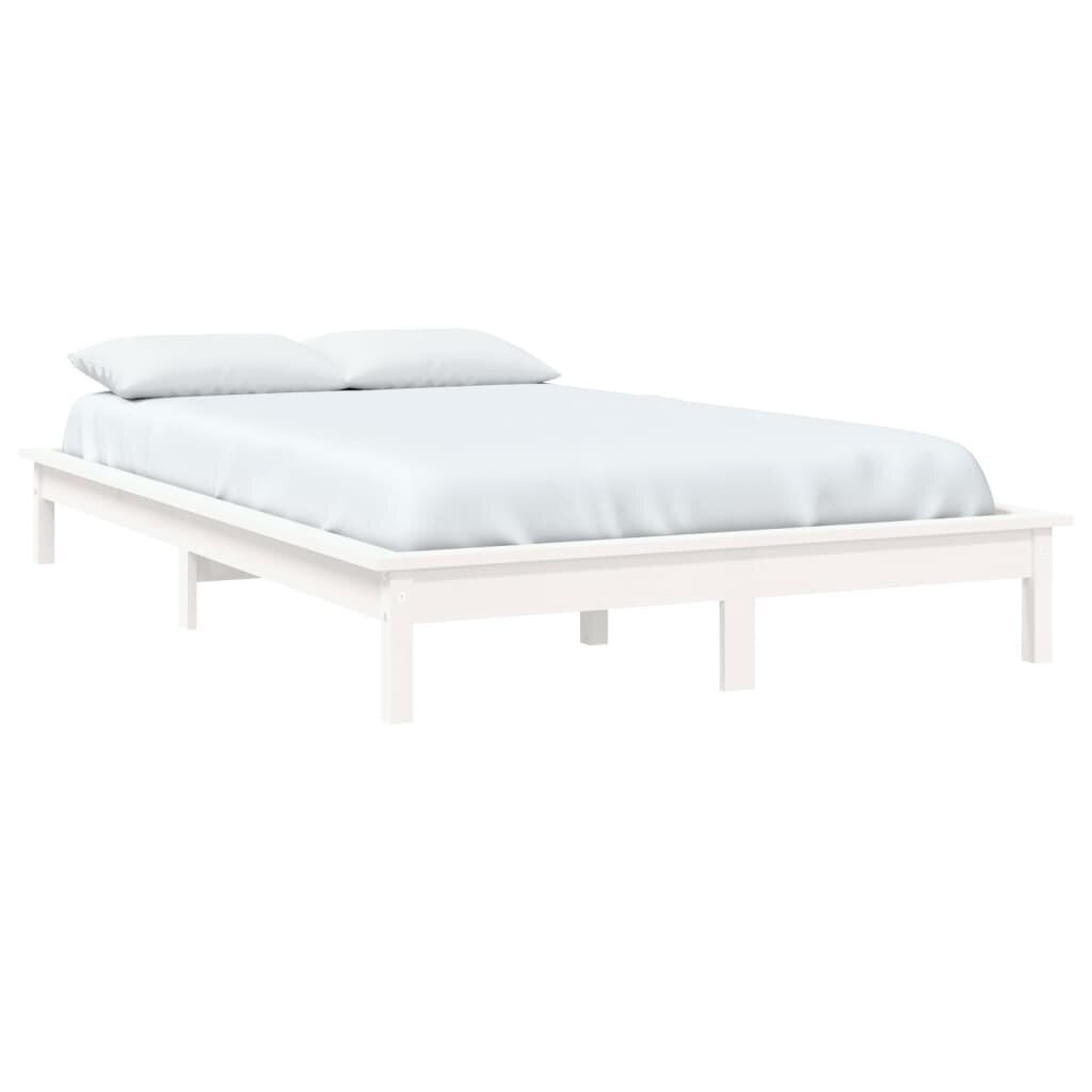 vidaXL gultas rāmis, balts, 160x200 cm, priedes masīvkoks cena un informācija | Gultas | 220.lv