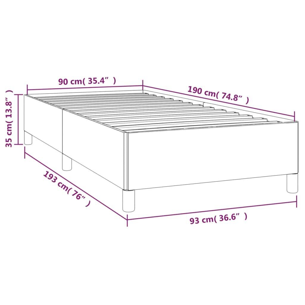 vidaXL gultas rāmis, gaiši pelēks, 90x190 cm, audums cena un informācija | Gultas | 220.lv