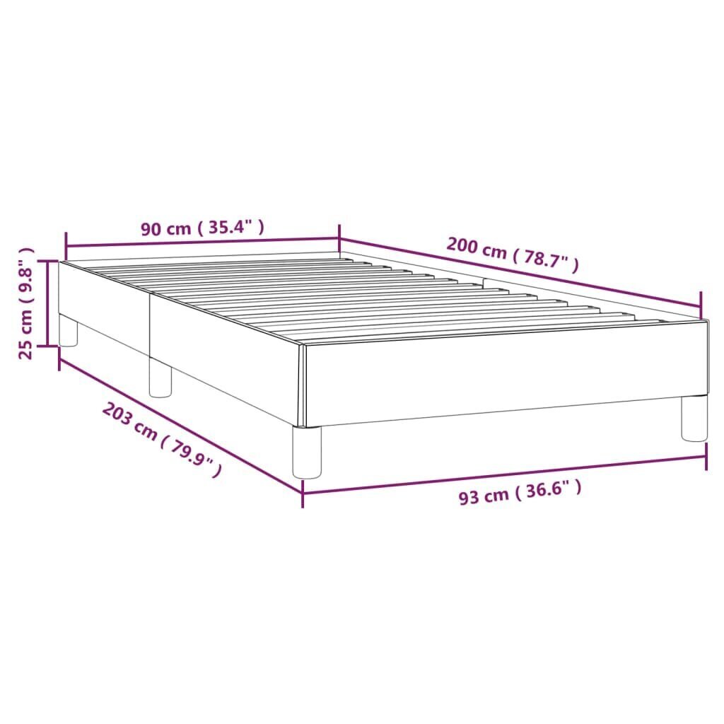 vidaXL gultas rāmis, gaiši pelēks, 90x200 cm, samts cena un informācija | Gultas | 220.lv