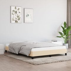 vidaXL gultas rāmis, krēmkrāsa, 140x200 cm audums cena un informācija | Gultas | 220.lv