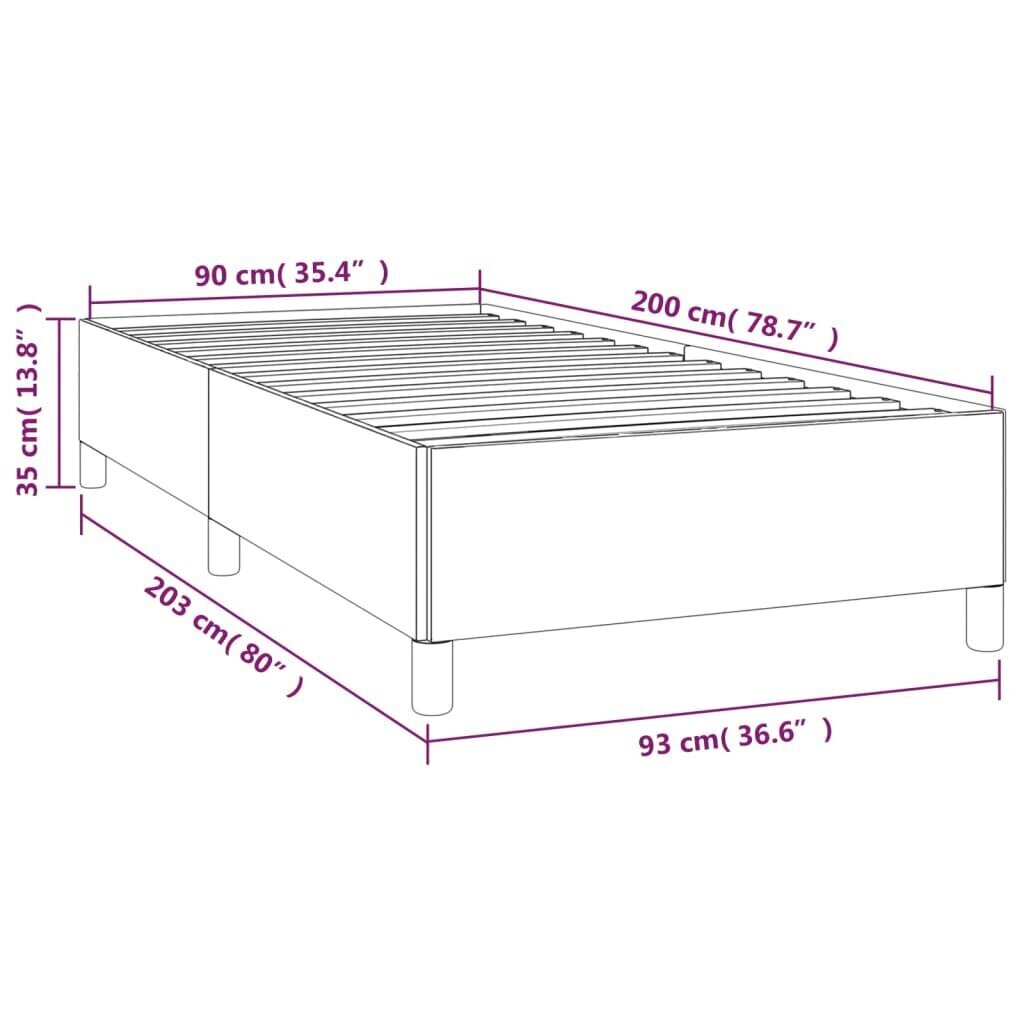 vidaXL gultas rāmis, krēmkrāsas, 90x200 cm audums cena un informācija | Gultas | 220.lv