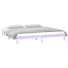 vidaXL gultas rāmis, LED, 140x200 cm, masīvkoks цена и информация | Кровати | 220.lv