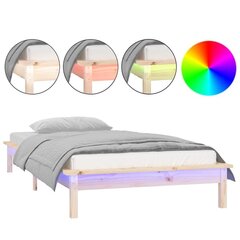 vidaXL gultas rāmis, LED, 75x190 cm, 2FT6, vienvietīgs, masīvkoks цена и информация | Кровати | 220.lv